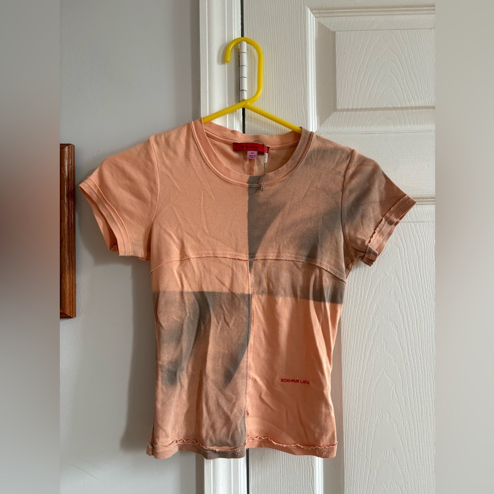Eckhaus Latta Peach and Gray Tee